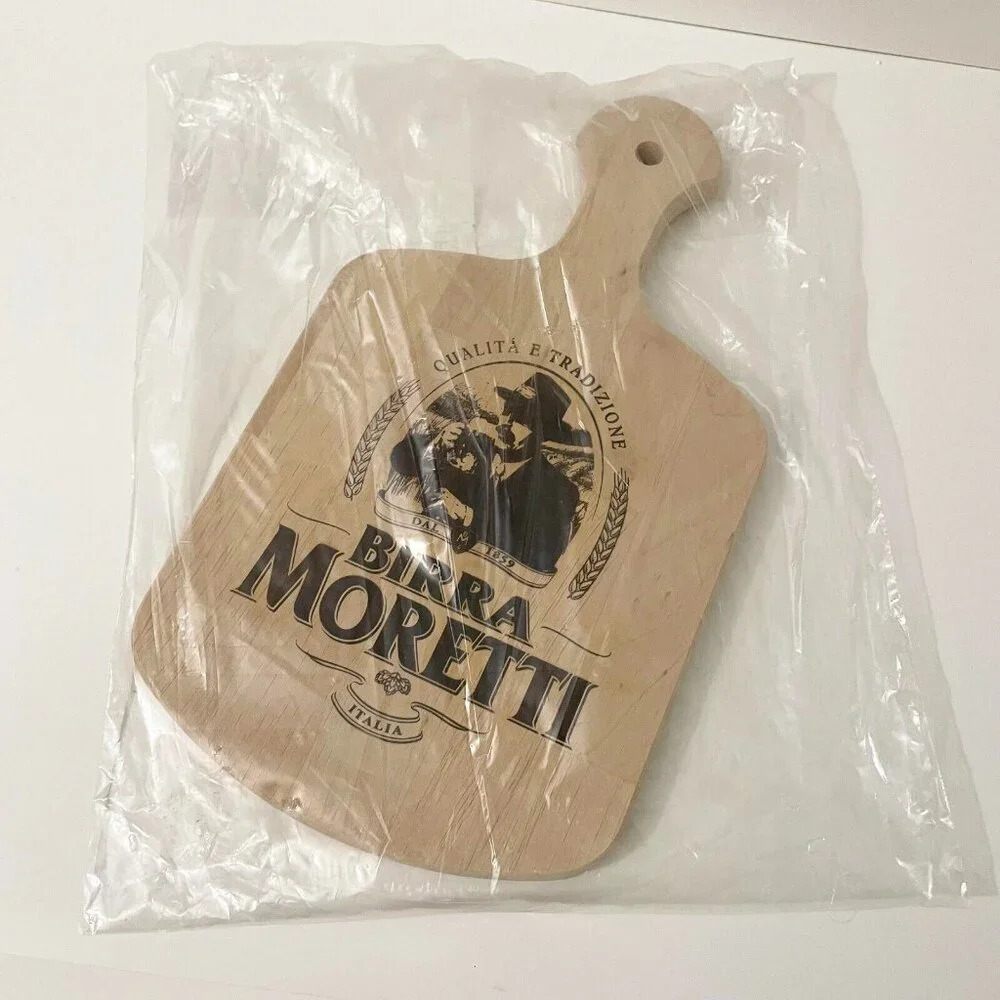 Birra Moretti Wooden  Board Cheese Cutting Board 15 x 8.5 Inch Beer Advertising